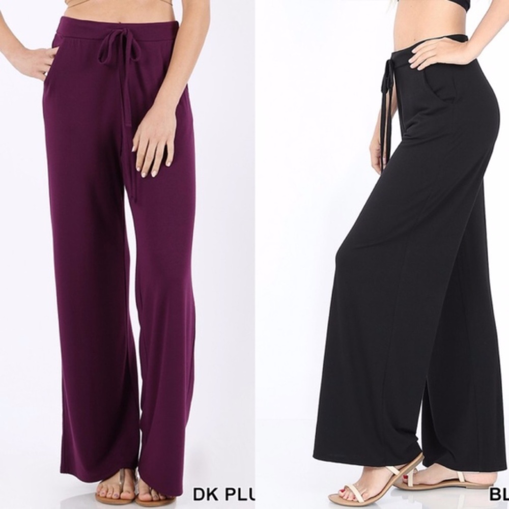 Cozy Stretchy Waist Wide Leg Lounge Pants